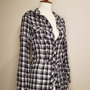 HAVE & HAVE plaid shirt with waist string